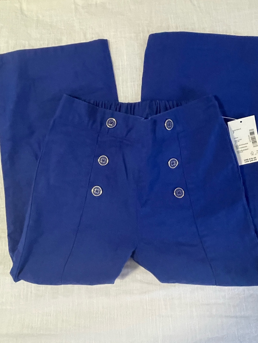 Girls Royal Blue Button-Front Casual Pants